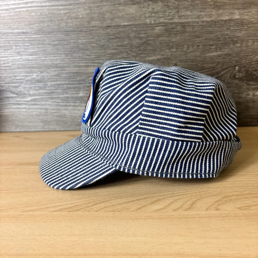 Train Conductor Hat Snap Back Kids Blue Hickory Stripe Wilderness Express Alaska